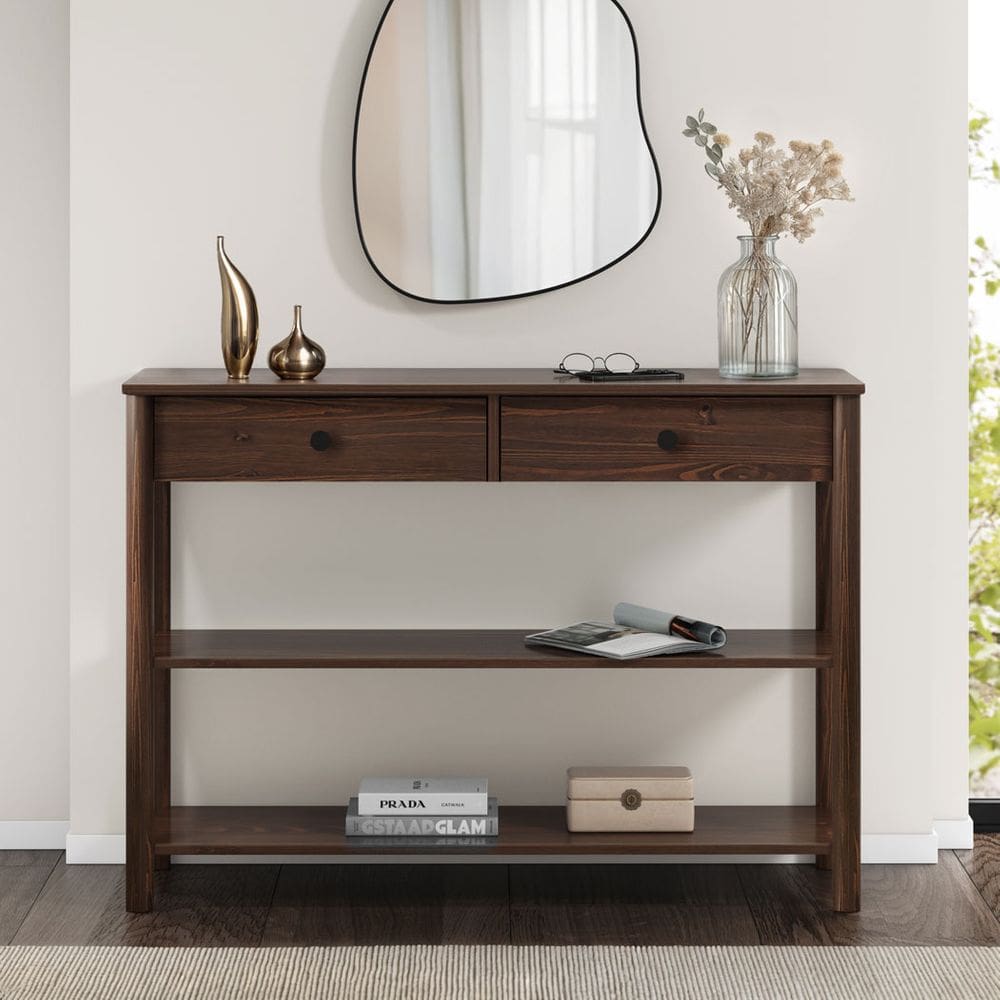 Mesa Aparador Rústico Funcional Madeira Cor Imbuia Apoana