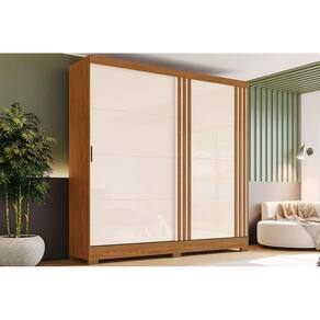 Guarda Roupa Casal 2 Portas de Correr e 3 Gavetas c/ Pés Briz B352 Nature/Off White - Henn