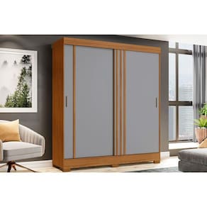 Guarda Roupa Solteiro 2 Portas de Correr e 2 Gavetas c/ Pés Briz B353 Flex Nature/Off White ou Cinza - Henn