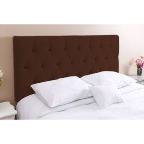 Cabeceira Solteiro 88 - Bello Box - Estilo Capitonê Suede Marrom Sem Strass