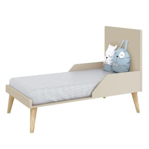 Jogo De Quarto Infantil Theo Cômoda E Berço Areia Fosco Com Pés Madeira Natural - Reller Móveis Areia Fosco