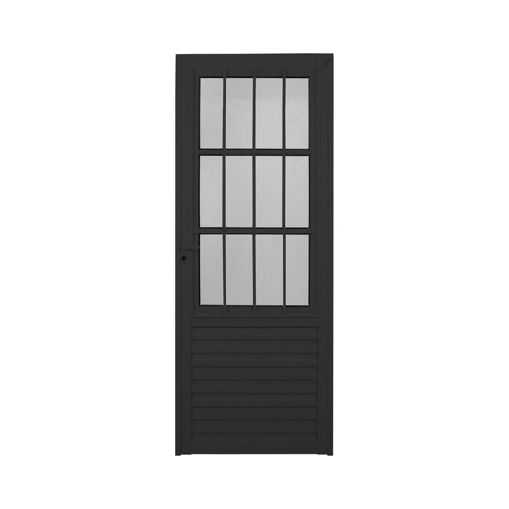 Porta de Aluminio Postigo 210x80cm Sólida Preto