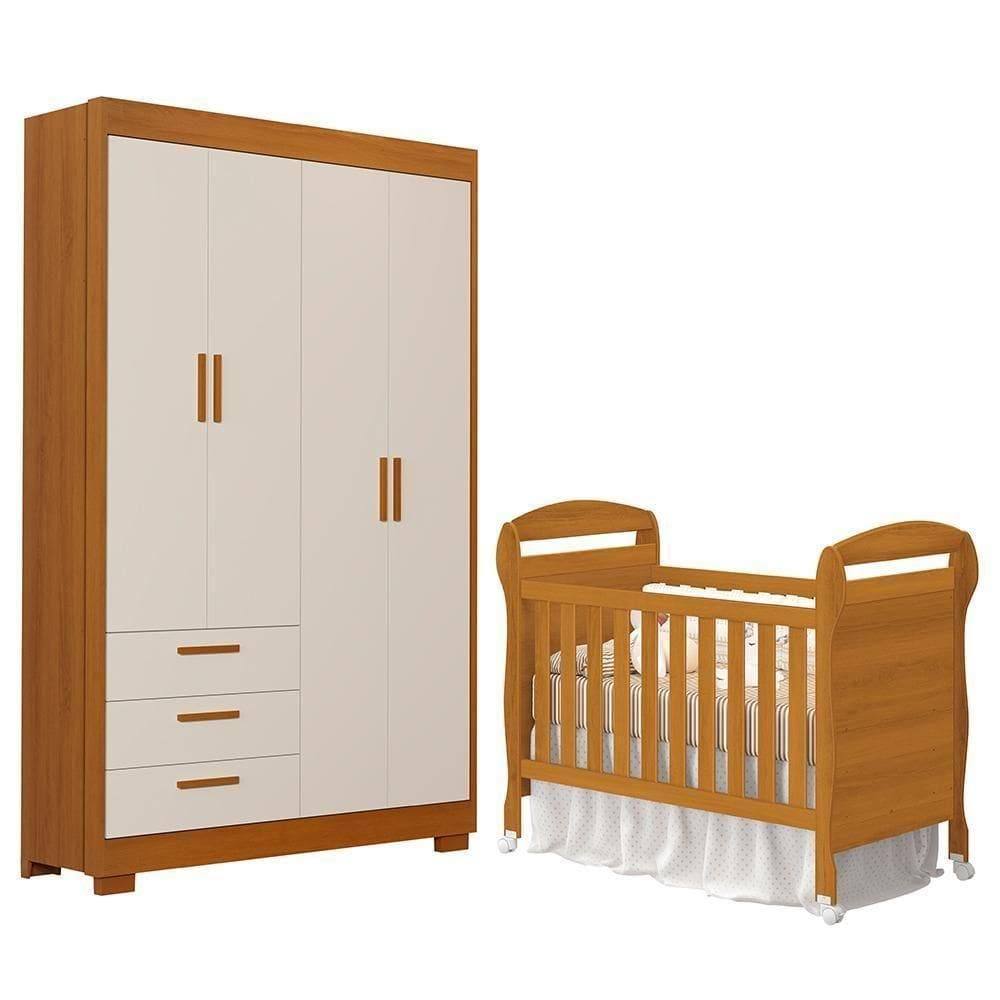 Jogo De Quarto Infantil Guarda Roupa Zaki E Berço Mini Cama Danny Areia Fosco-savana - Reller Móveis Areia Fosco-savana