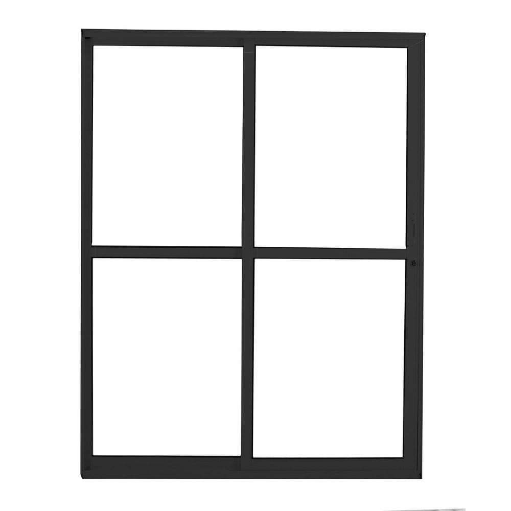 Porta de Aluminio de Correr 210x160cm 2 Folhas 1 Fixa Sólida Preto
