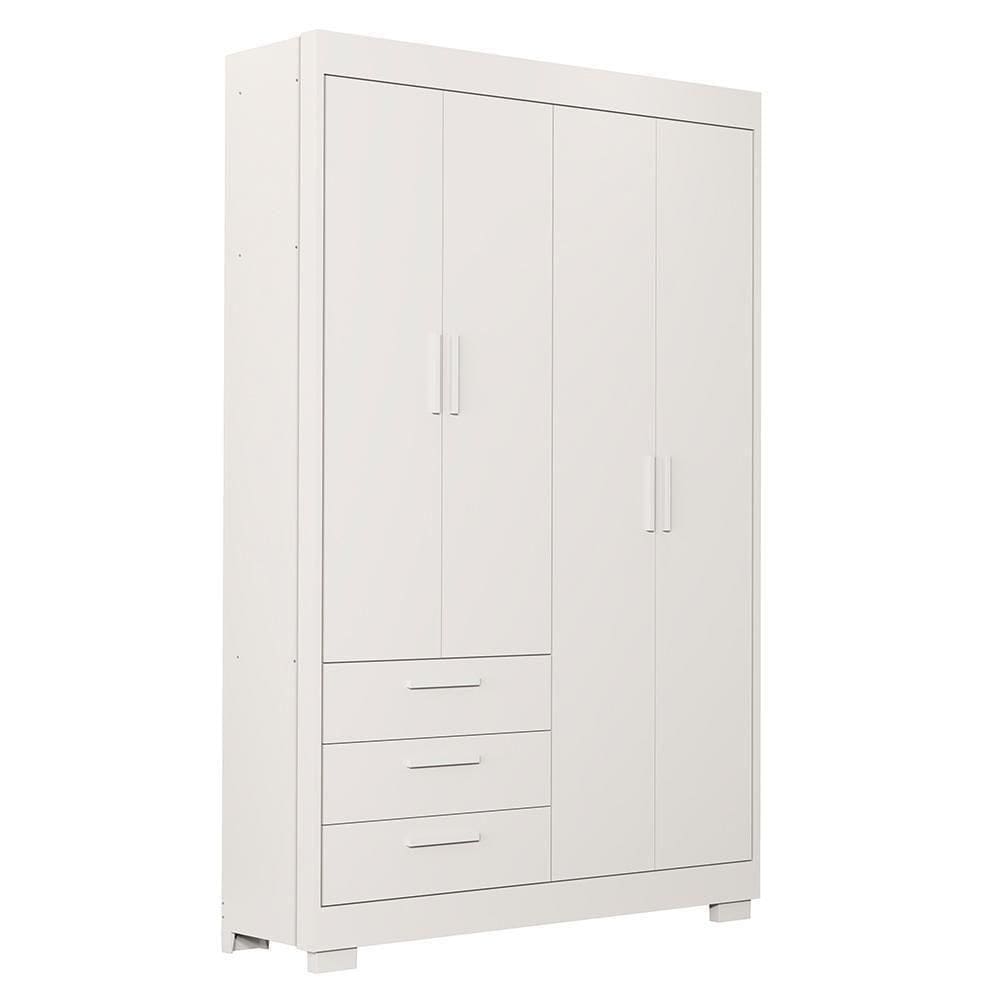 Guarda Roupa Infantil Zaki 4 Portas E 3 Gavetas Branco Fosco - Reller Móveis Branco Fosco