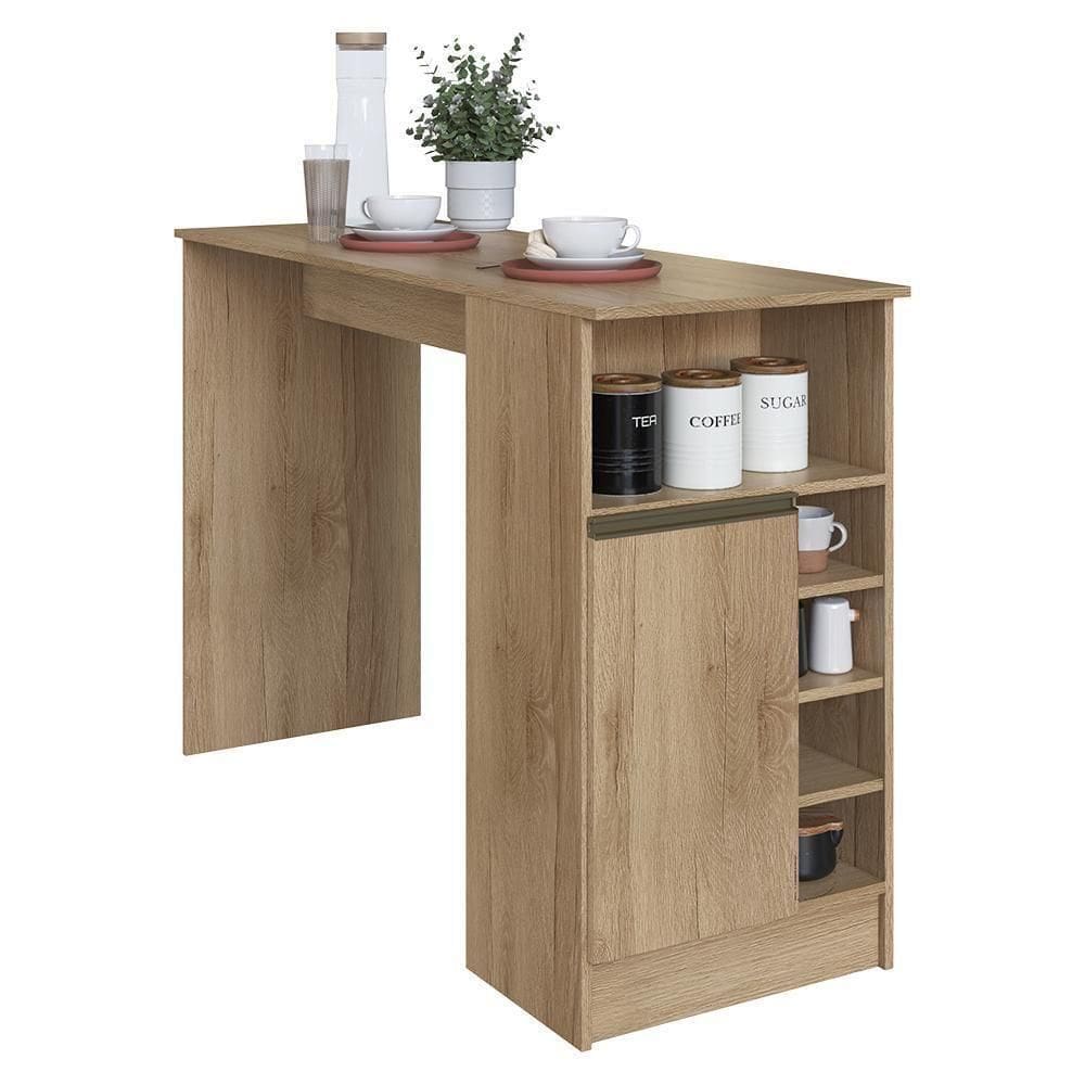 Bancada Ilha Mesa Gourmet Dinamarca 140cm 1 Porta Castani - Indékes Castani