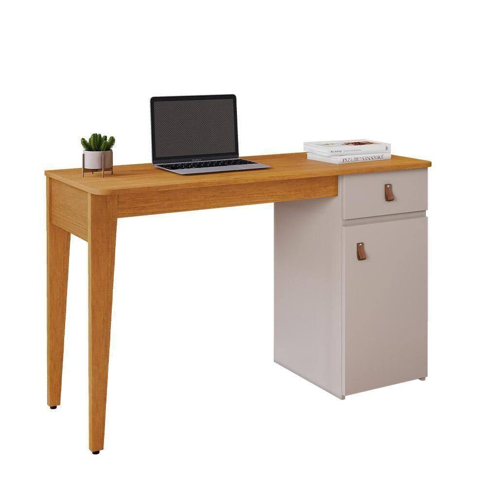 Mesa Escrivaninha Helô Com 1 Porta 1 Gaveta Jcm Cinamono Off White