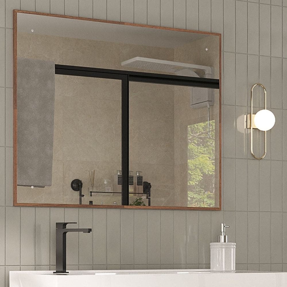 Espelheira para Banheiro Retangular Califórnia Noce