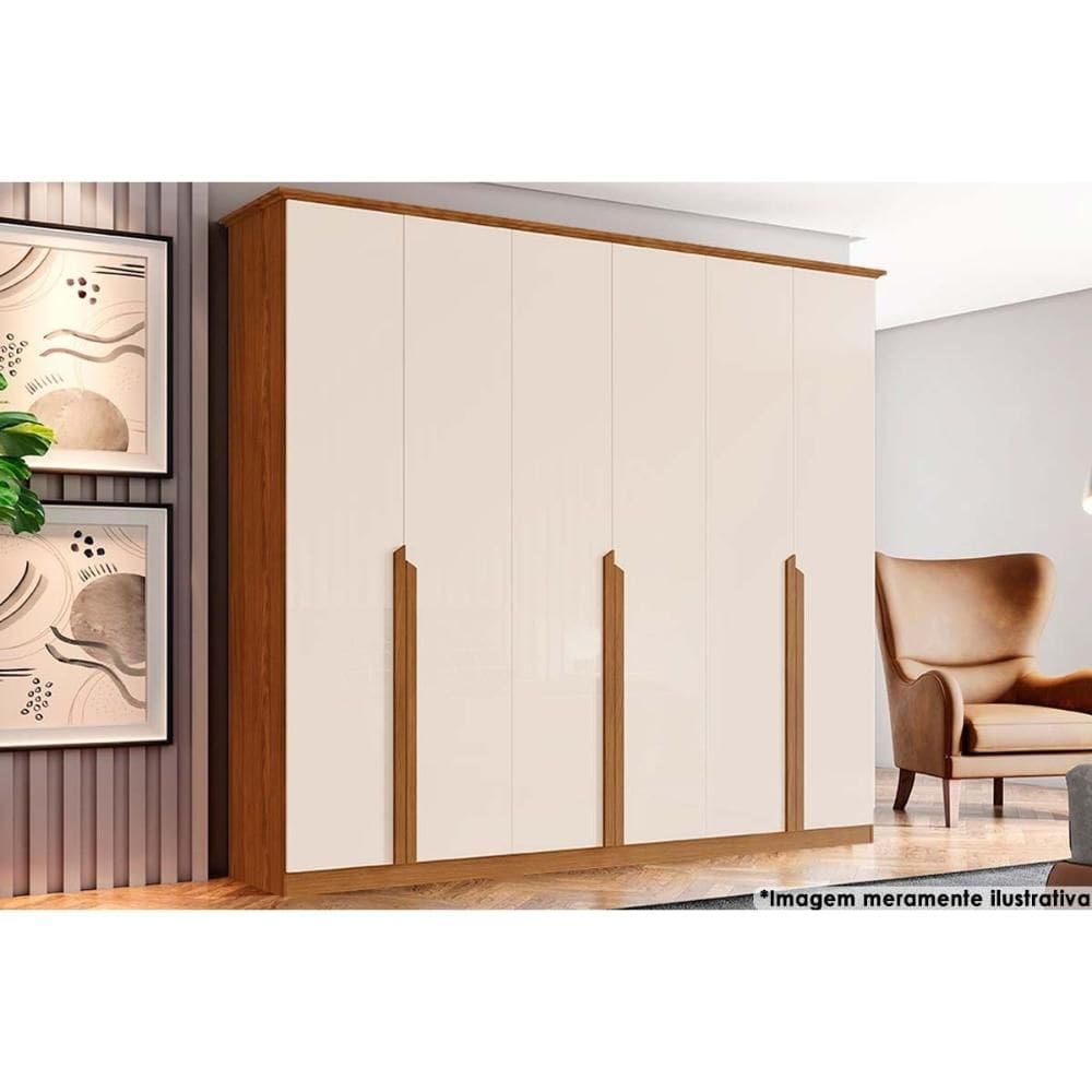 Guarda Roupa Casal 6 Portas e 6 Gavetas Andréas Nature/Off White - Henn