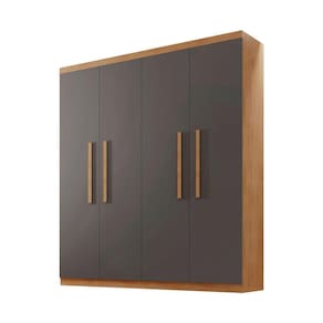 Guarda Roupa Solteiro Hera 4 Portas Rufato Imbuia Com Grafite