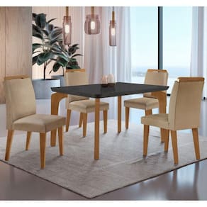 Conjunto Mesa Liz 120cm Mdf 4 Cadeiras Athenas Moderna Turim / Grafite / Imbuia