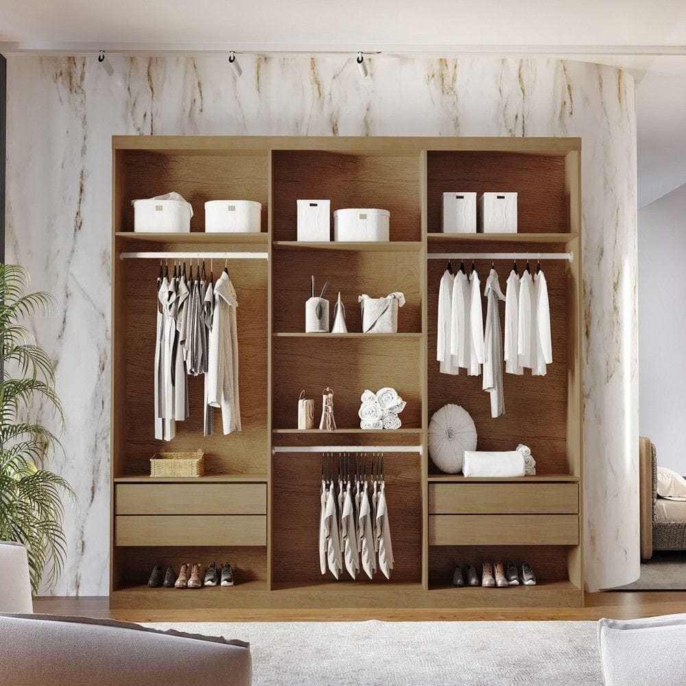 Closet Casal 4 Gavetas 5 Prateleiras Mdf Rufato Imbuia