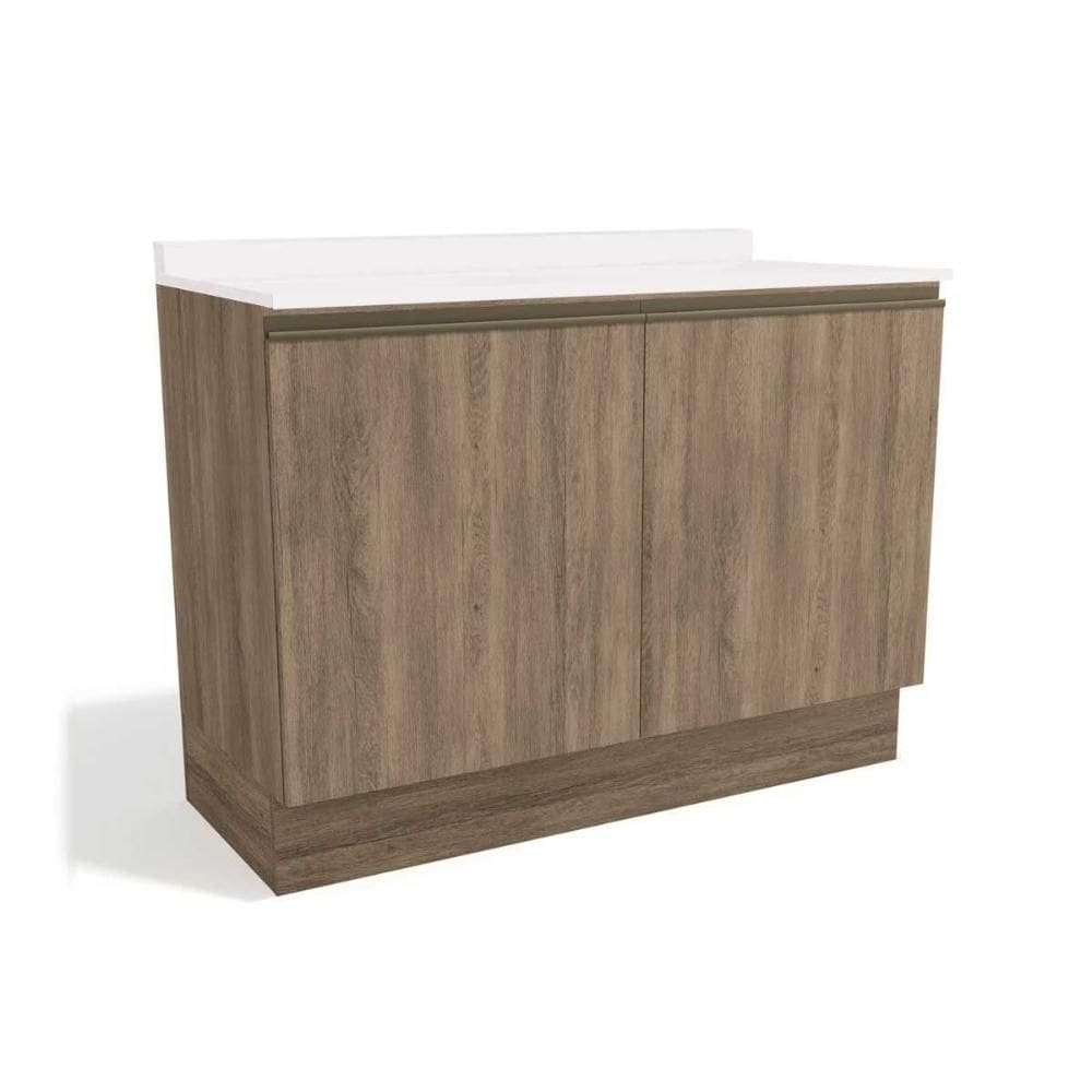 Balcão de Cozinha c/ Tampo Maxxi G745 c/ 2 Portas 120cm Nogal/Branco - Kappesberg