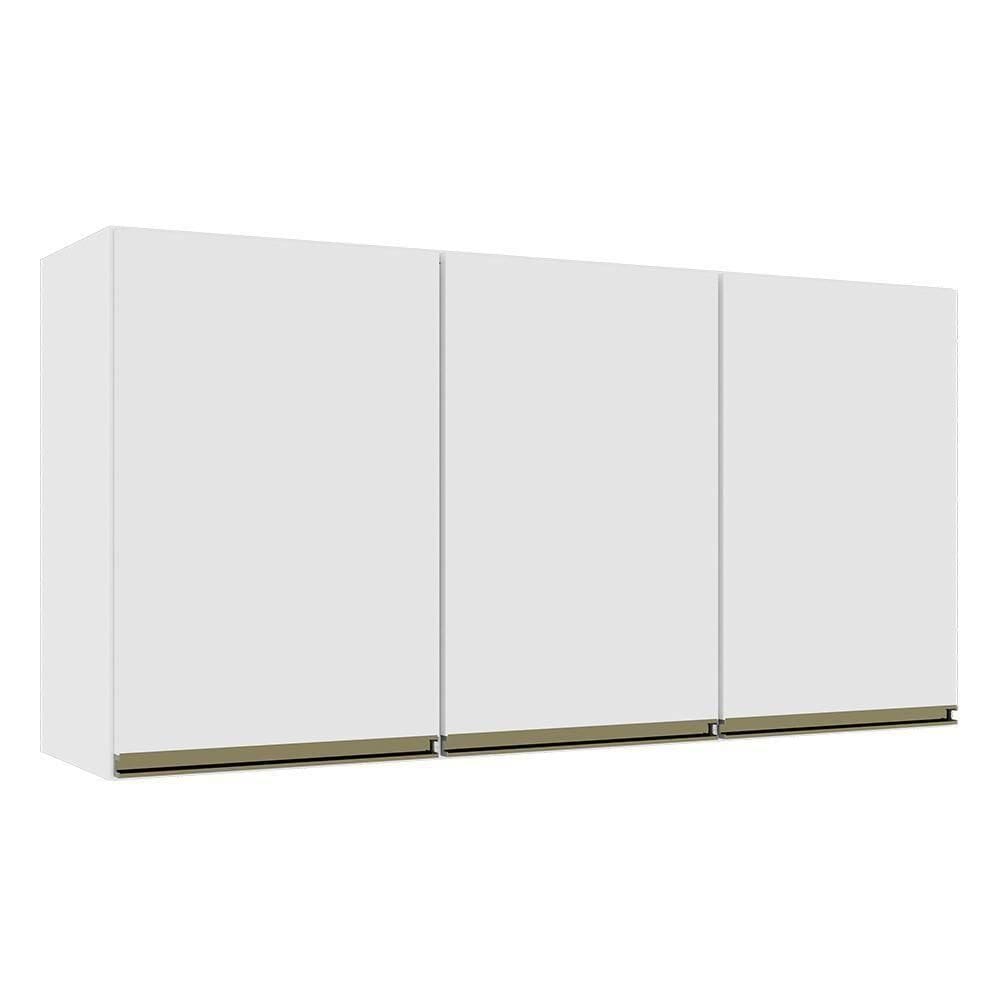 Armário Aéreo Dinamarca 120cm 3 Portas Branco - Indékes Branco