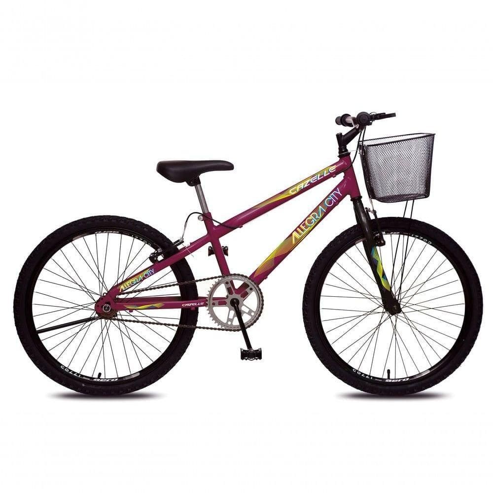 Bicicleta Allegra City Aro 24 Sem Marchas Freios V-brake E Cestão Colli Roxo