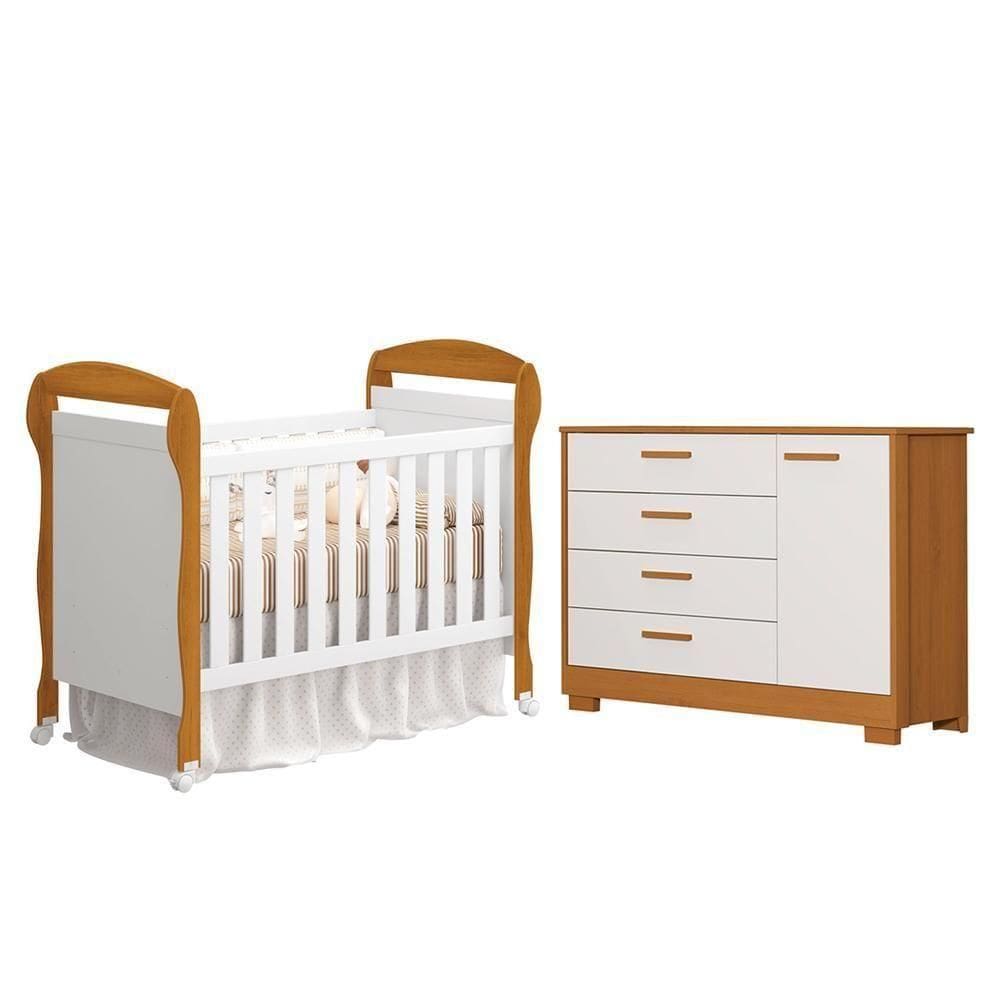 Jogo De Quarto Infantil Cômoda Zaki E Berço Mini Cama Danny Branco Fosco-savana - Reller Móveis Branco Fosco-savana