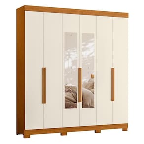 Guarda Roupa Casal Vinci 6 Portas Cinamomo-off White Com Espelho - Móveis Albatroz Cinamomo-off White