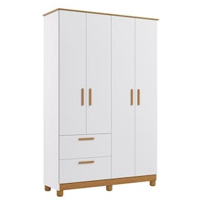 Guarda Roupa Infantil Jujuba 4 Portas E 2 Gavetas Nature-branco - Permóbili Baby Nature-branco