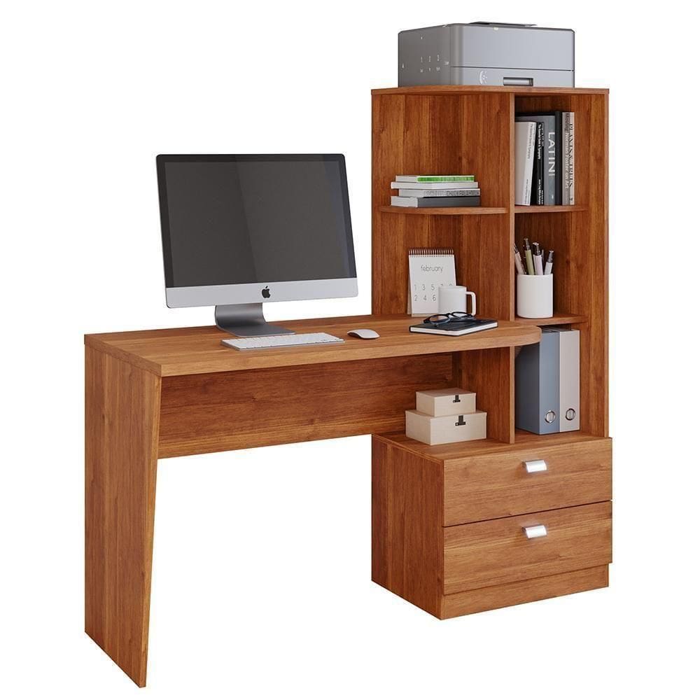 Escrivaninha Elisa Com Estante E 2 Gavetas Cinamomo - Permóbili Cinamomo