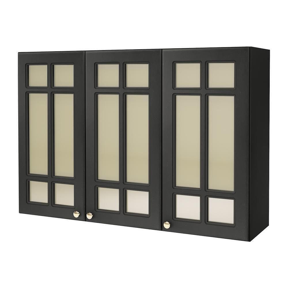 Armário Aéreo Firenze 120cm 3 Portas Chumbo Com Vidro Reflecta - Indékes Chumbo