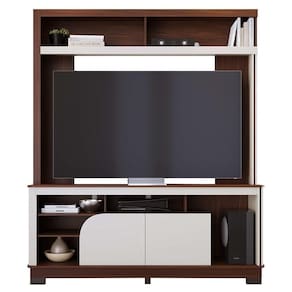 Estante Home Theater Belaya Nogueira Real-off White Matte Para Até 65? - Colibri Nogueira Real-off White Matte