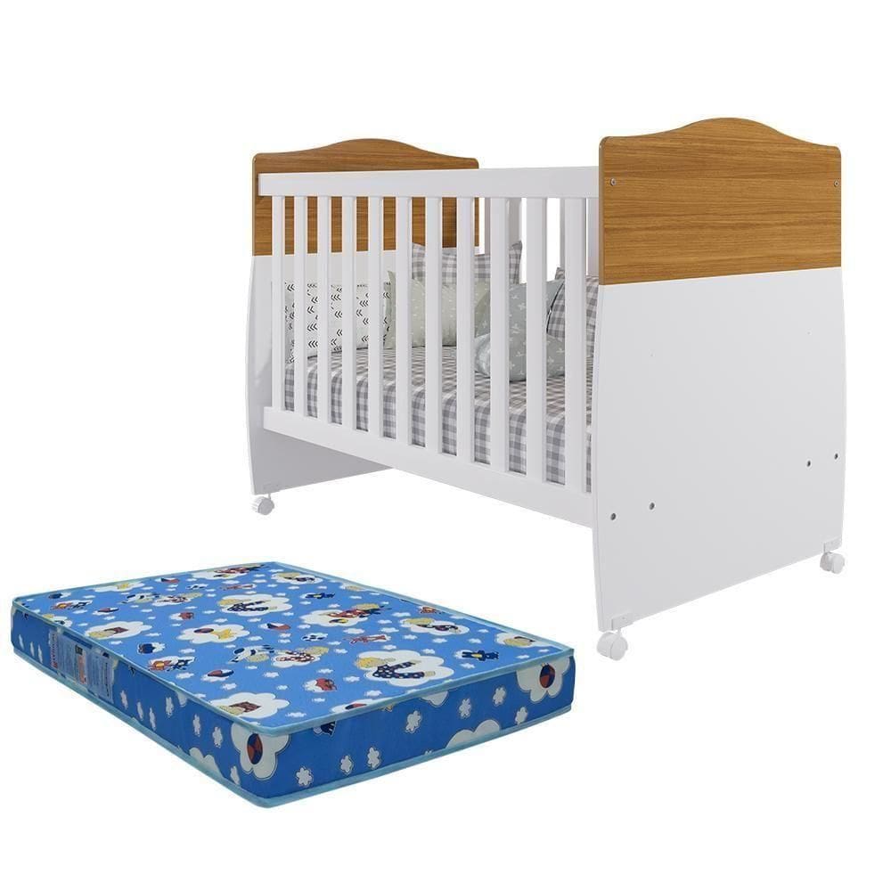 Berço Mini Cama Conforto Nature-branco Com Colchão Physical - Permóbili Baby Nature-branco