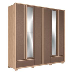 Guarda Roupa Casal Torino 6 Portas Wood-terracota Com Espelho E Pés - Santos Andirá Wood-terracota