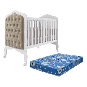 Berço Mini Cama Harmonia Branco Com Capitonê E Colchão Physical - Permóbili Baby Branco