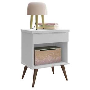 Mesa De Apoio Infantil Retrô Melinda Com 1 Gaveta Branco - Phoenix Baby Branco