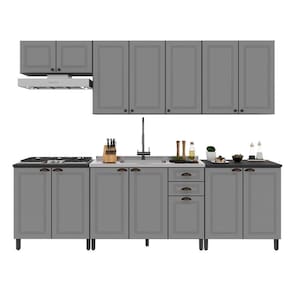 Cozinha Modulada Firenze 6 Peças Com Balcão 120cm Chumbo-titânio Sem Tampo - Indékes Chumbo-titânio
