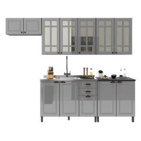Cozinha Modulada Firenze 5 Peças Com Aéreo 120cm Chumbo-titânio - Indékes Chumbo-titânio