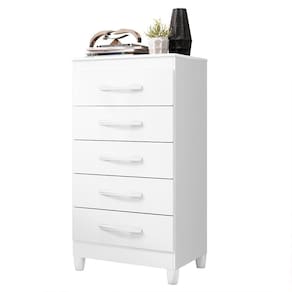 Cômoda Esmeralda 5 Gavetas Branco - Móveis Albatroz Branco