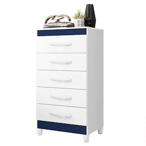 Cômoda Esmeralda 5 Gavetas Branco-azul Matte - Móveis Albatroz Branco-azul Matte