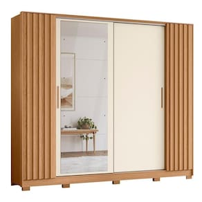 Guarda Roupa Casal Jacarandá 4 Portas Freijó-off White Com 4 Espelhos - Móveis Albatroz Freijó-off White
