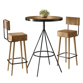 Conjunto Mesa Bistrô Viena E 2 Banquetas Barcelona 96cm Amarula - Salaone Amarula