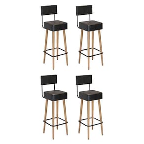 Kit 4 Banquetas Barcelona 96cm Couríssimo Preto - Salaone Preto