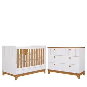 Jogo De Quarto Infantil Biscoito Cômoda 6 Gavetas E Berço Branco-nature - Permóbili Baby Branco-nature