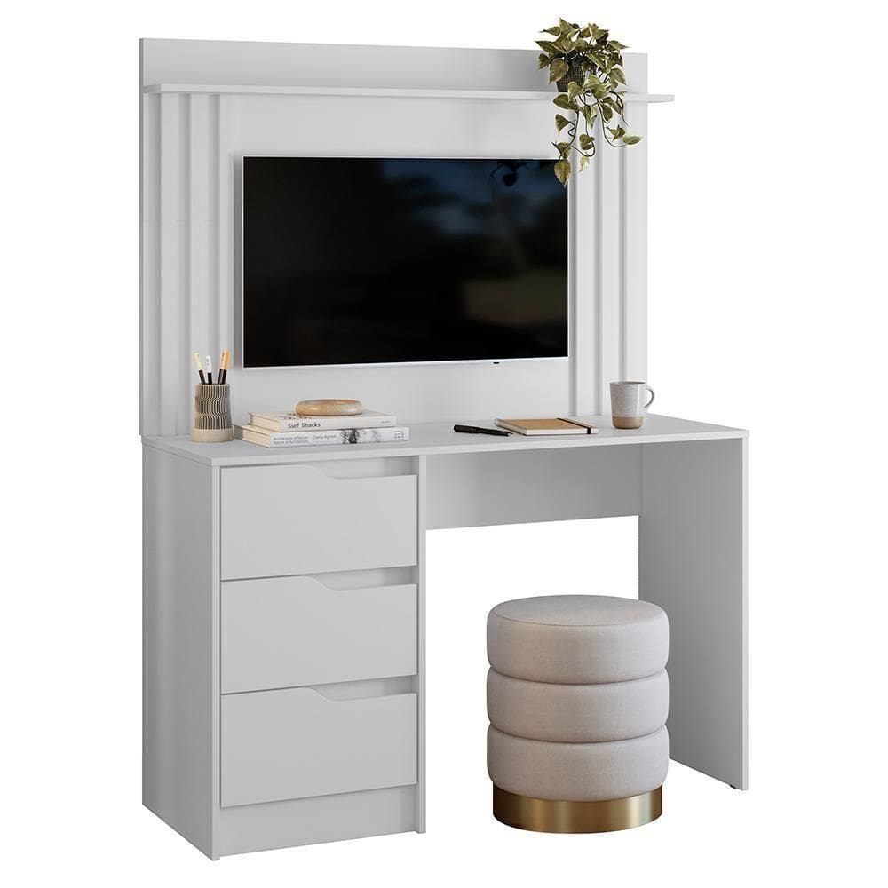 Escrivaninha Com Painel Doble Branco Para Até 42 - Móveis Albatroz Branco