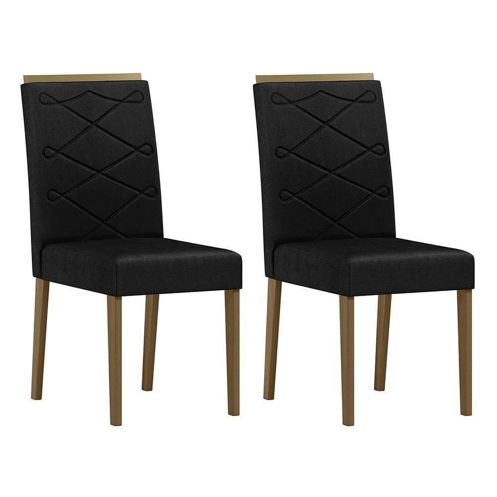 Conjunto 2 Cadeiras Caroline Imbuia/veludo Preto - New Ceval Imbuia/preto