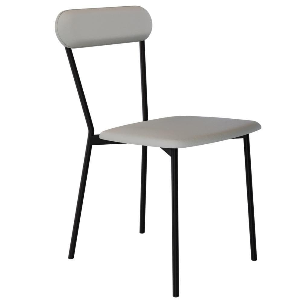 Cadeira Estofada Para Sala De Jantar Liora Preto C01 Courino Off White - Lyam Decor
