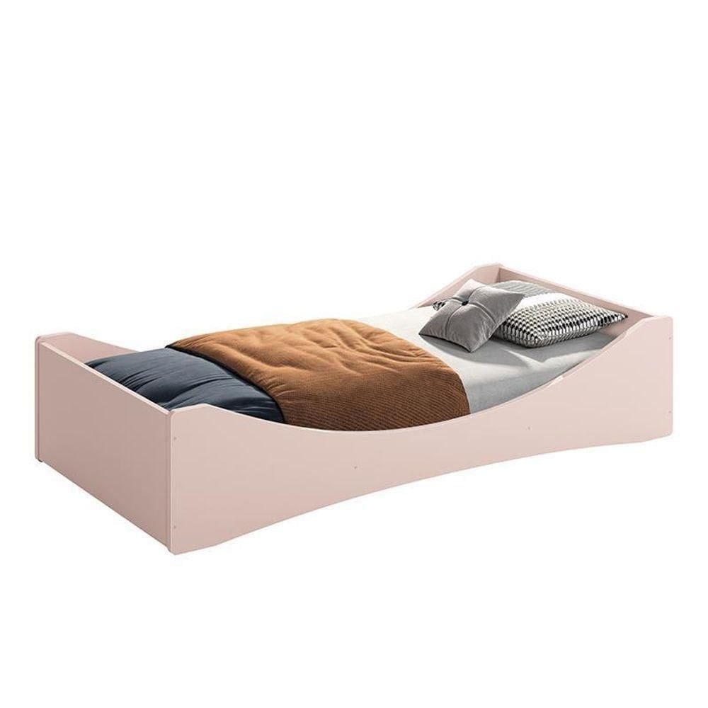 Cama Evolutiva 2 Em 1 Luna Rosa Fosco Com Colchão D33 - Reller Móveis Rosa Fosco