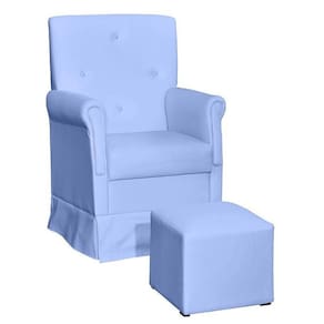 Poltrona De Amamentação Suzi Com Balanço E Puff Corino Azul - Phoenix Baby Corino Azul