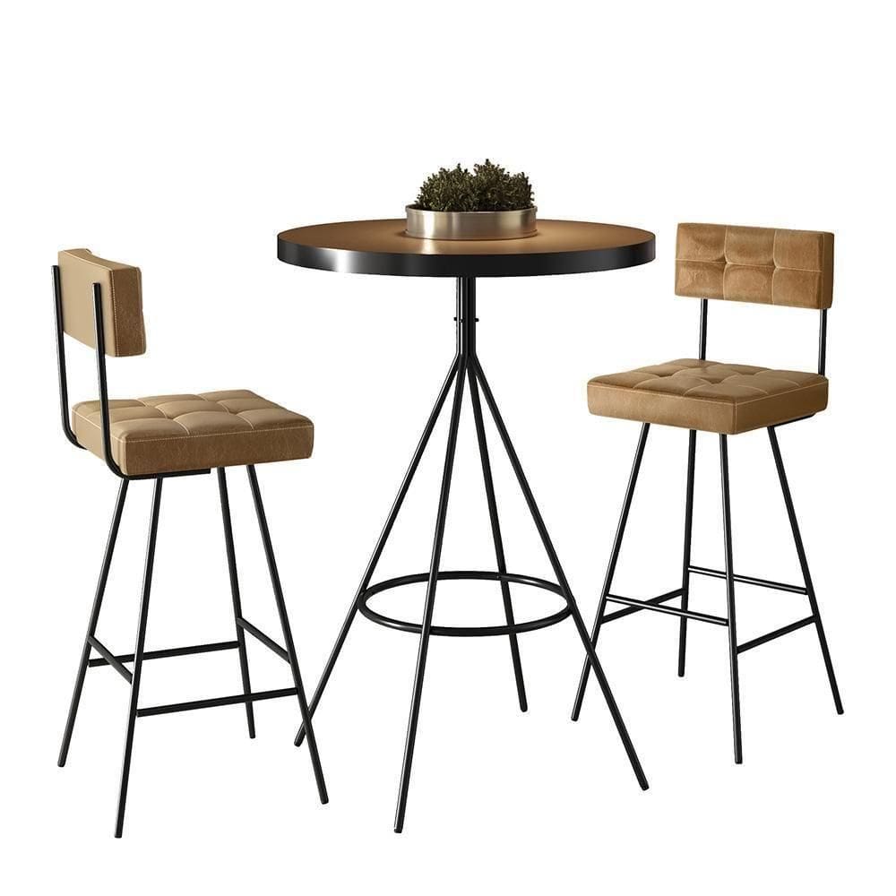 Conjunto Mesa Bistrô Viena E 2 Banquetas Madri 93cm Amarula - Salaone Amarula
