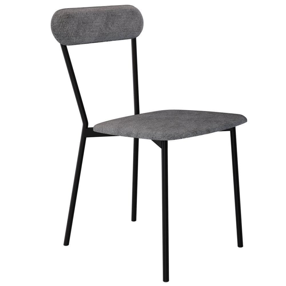 Cadeira Estofada Para Sala De Jantar Liora Preto C01 Linho Prata - Lyam Decor