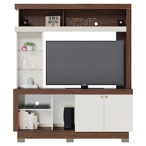 Estante Home Theater Valença Nogueira Real-off White Para Até 50? - Colibri Nogueira Real-off White