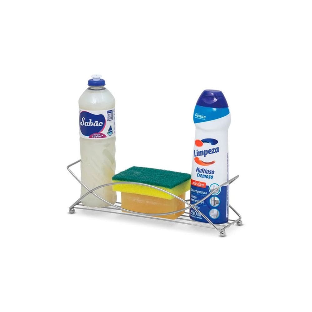 Porta Detergente Duplo Organizador de Pia Sabao Bucha Metal