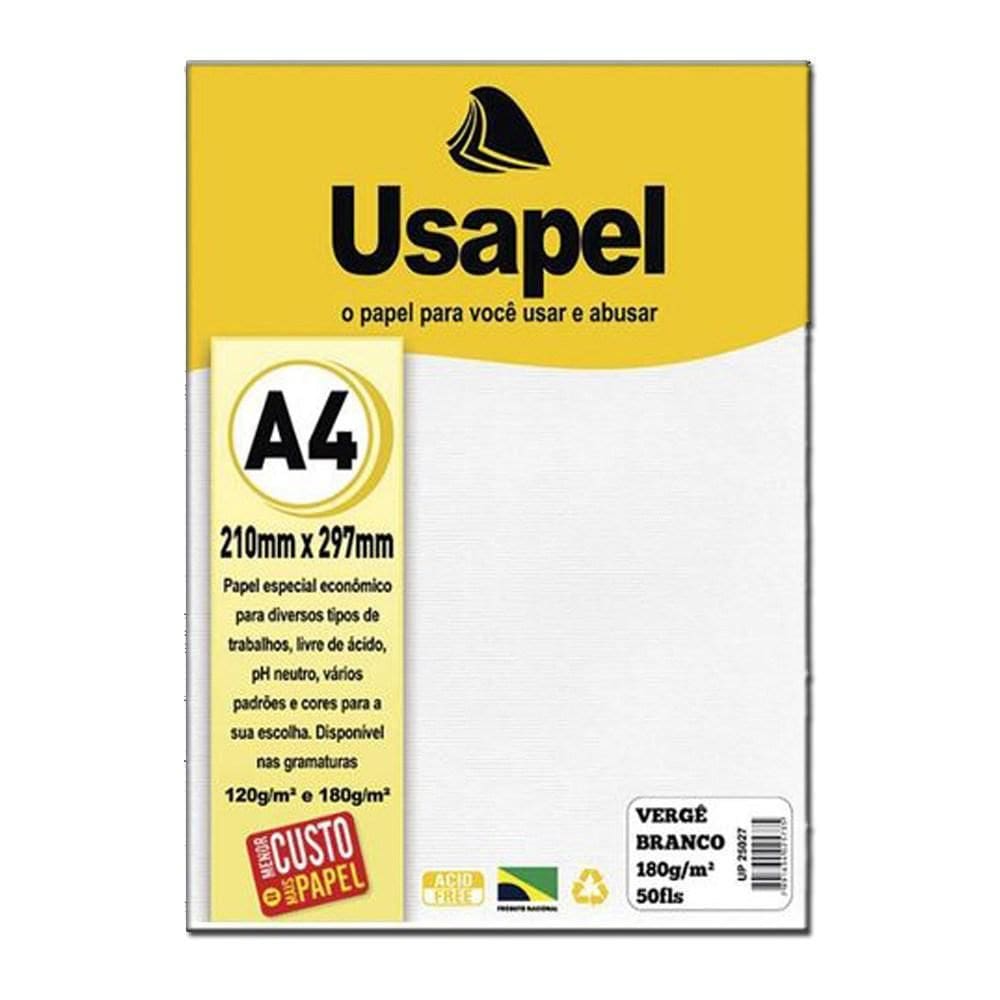Papel Vergê 180 Gr Com 50 Folhas