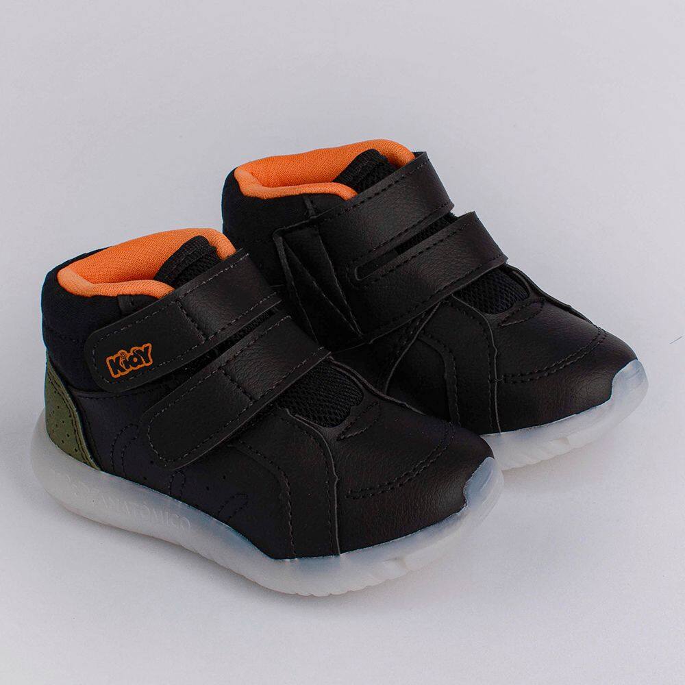 Tenis Kidy Flex Light Preto/Verde/Laranja