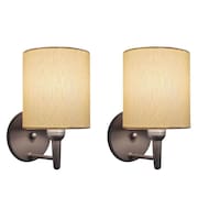 Kit/2 Arandela Cilíndrica Md-2009 Base Cinza Cúpula em Tecido 14x15cm Algodão Crú - Bivolt