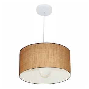 Lustre Pendente Cilíndrico Md-4031 Cúpula em Tecido 40x21cm Palha - Bivolt
